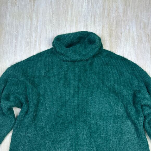 ASOS Dark Green Design High Neck Fluffy Eyelash Yarn Knit Pullover Sweater 12 - Picture 2 of 15